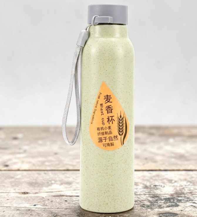 Straw Wheat Cup Glass Bottle