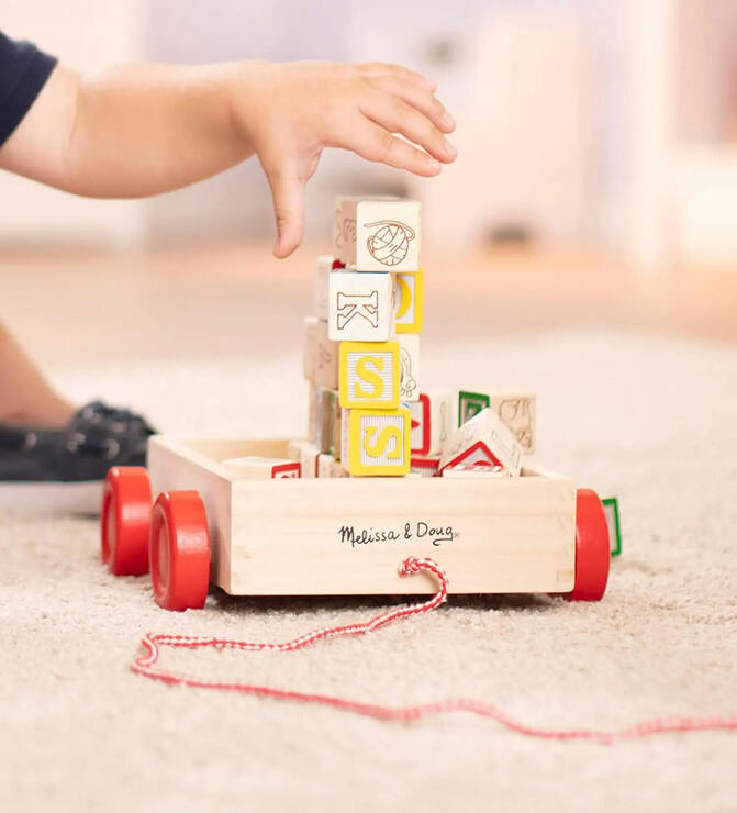 Wooden Abc Block 4 Wheeler