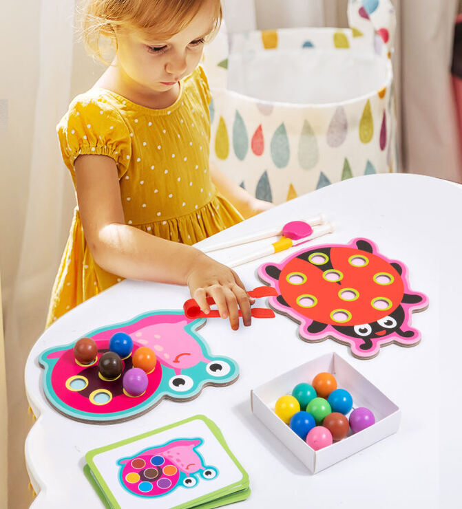 Wooden Pincer Bead Game - Educational