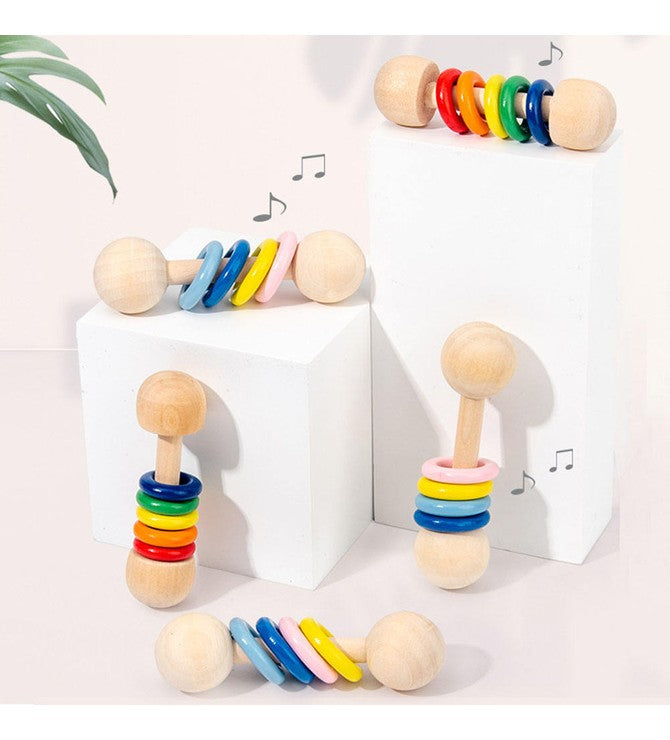 Wooden Shaker Stick Ring Rattle Small