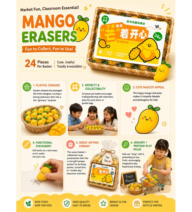 MULTY SHAPES ERASER (Mango Shape)