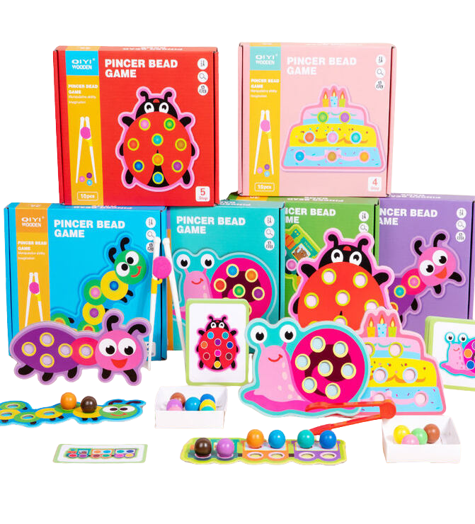 Wooden Pincer Bead Game - Educational