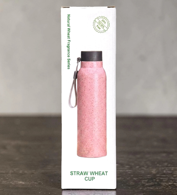 Straw Wheat Cup Glass Bottle