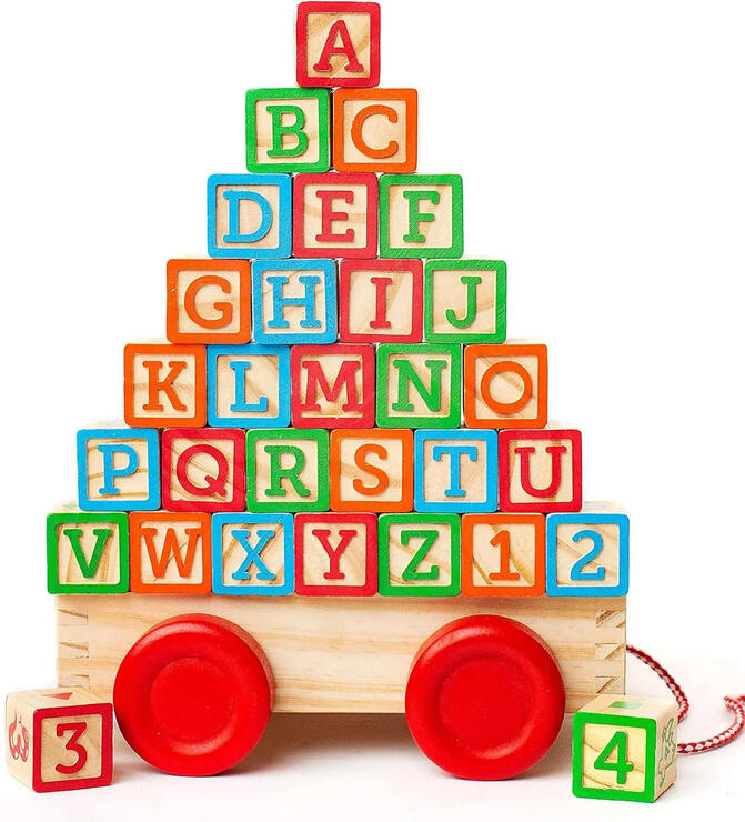 Wooden Abc Block 4 Wheeler