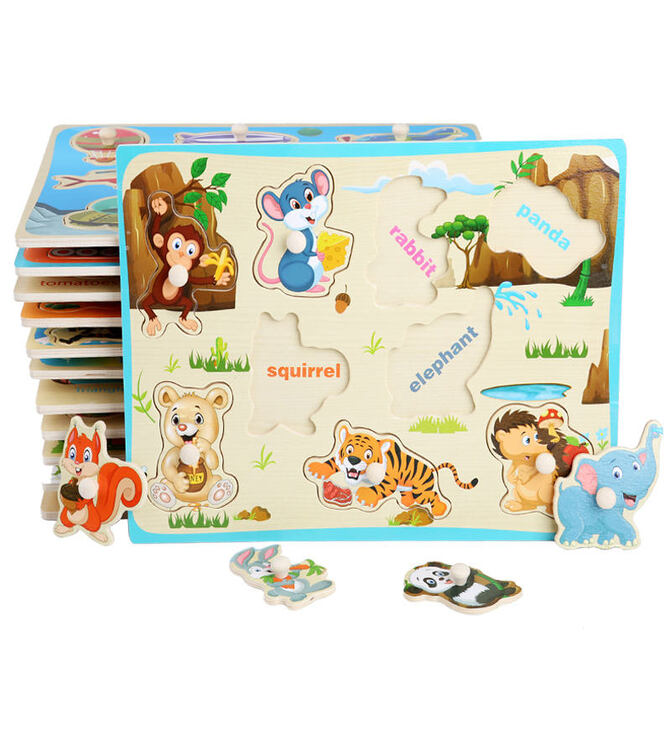 Wooden Animal Peg Puzzle - Educational