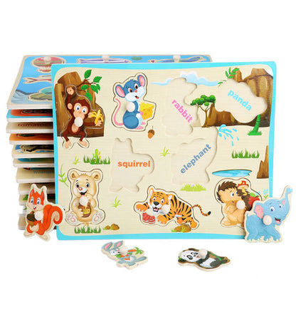 Wooden Animal Peg Puzzle - Educational