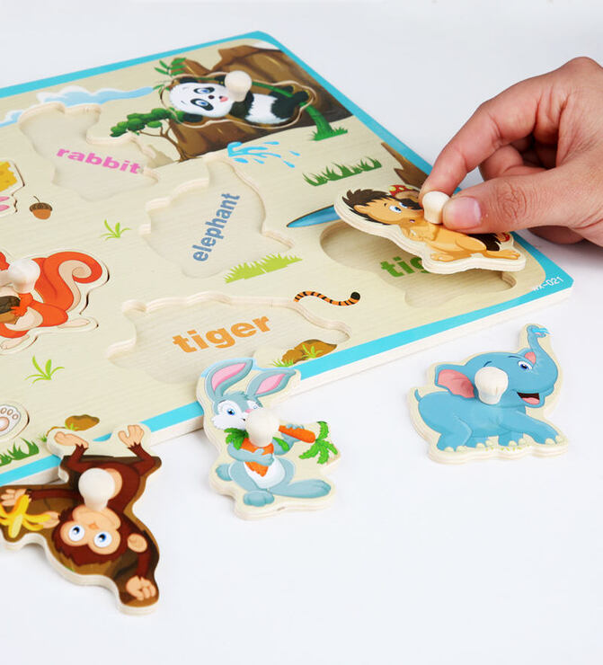Wooden Animal Peg Puzzle - Educational