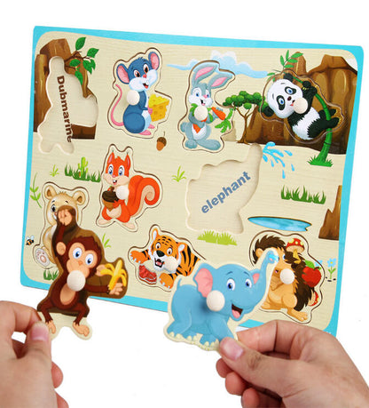 Wooden Animal Peg Puzzle - Educational