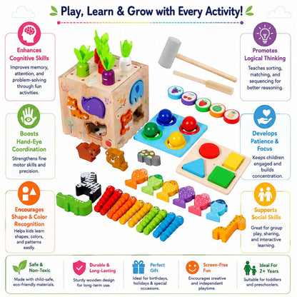 8-in-1 Wooden Educational Activity Cube