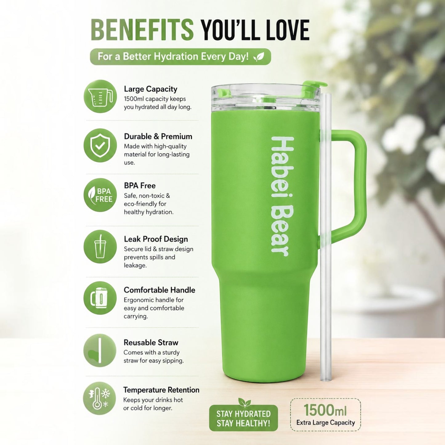 Habei Bear Premium Insulated Water Bottle & Tumbler Collection