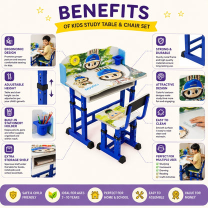 Kids Adjustable Study Table - Lababu Theme