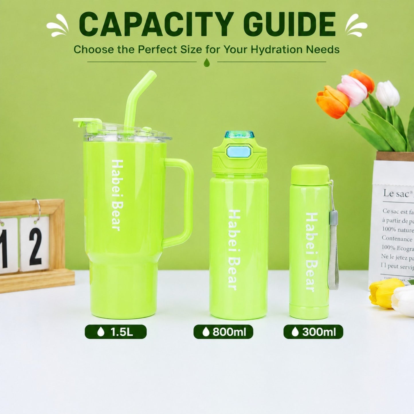 Habei Bear Premium Insulated Water Bottle & Tumbler Collection
