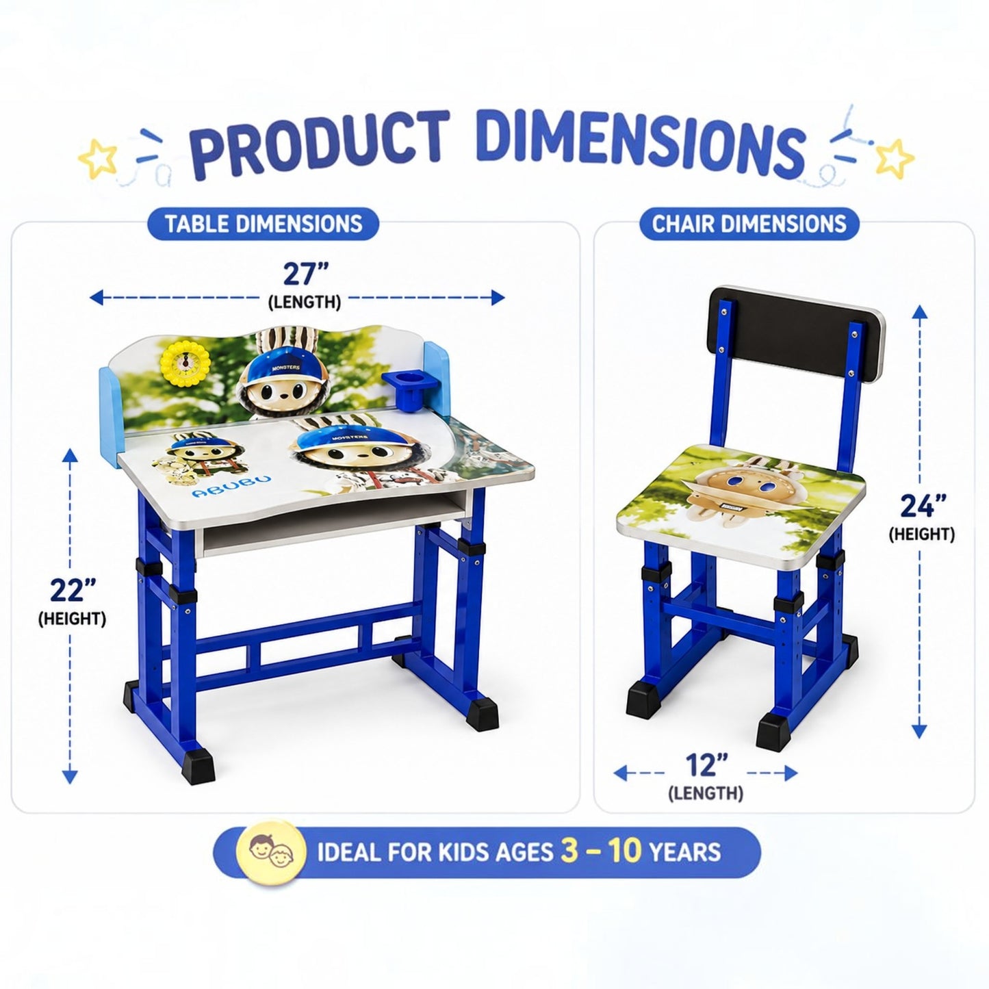Kids Adjustable Study Table - Lababu Theme