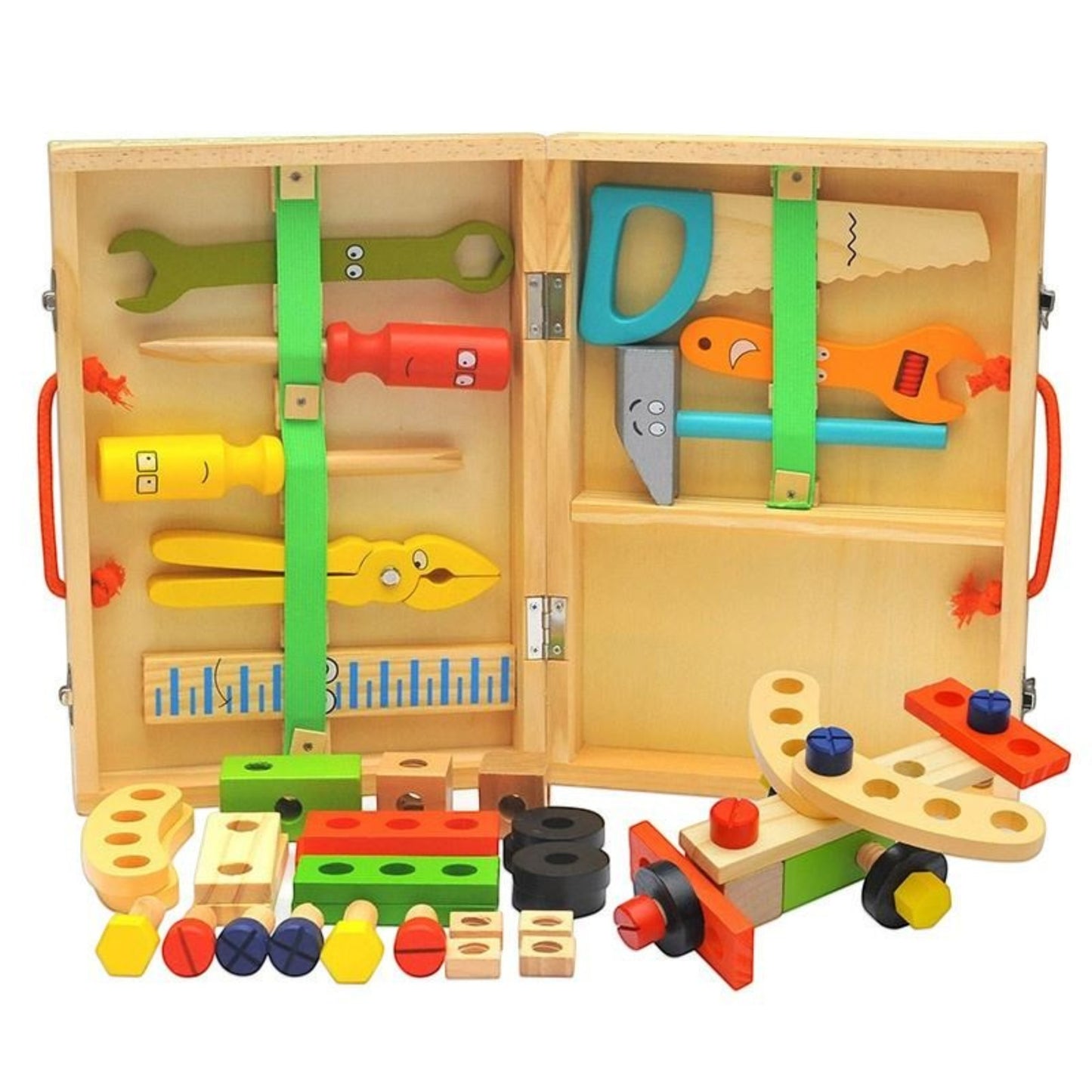 Wooden Kids Tool Kit Set with Carry Case