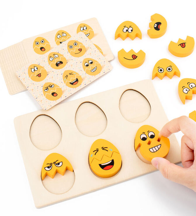 Wooden Egg Face Changing Puzzle - Educational