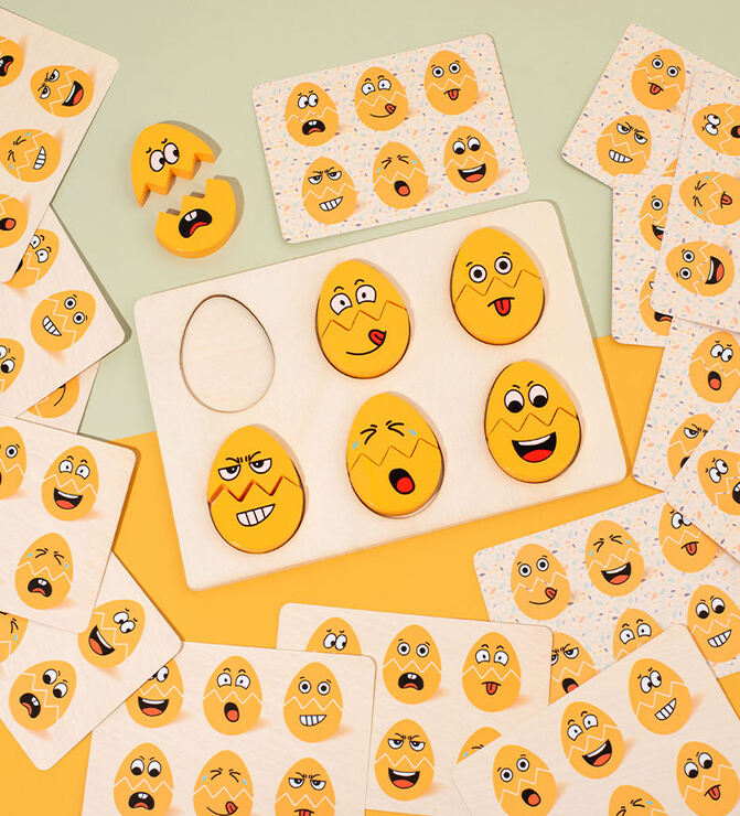 Wooden Egg Face Changing Puzzle - Educational