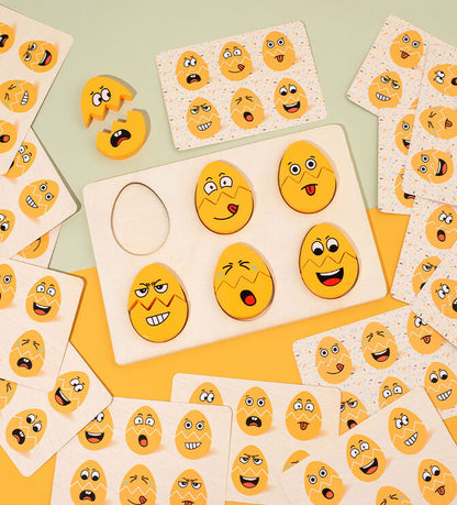 Wooden Egg Face Changing Puzzle - Educational
