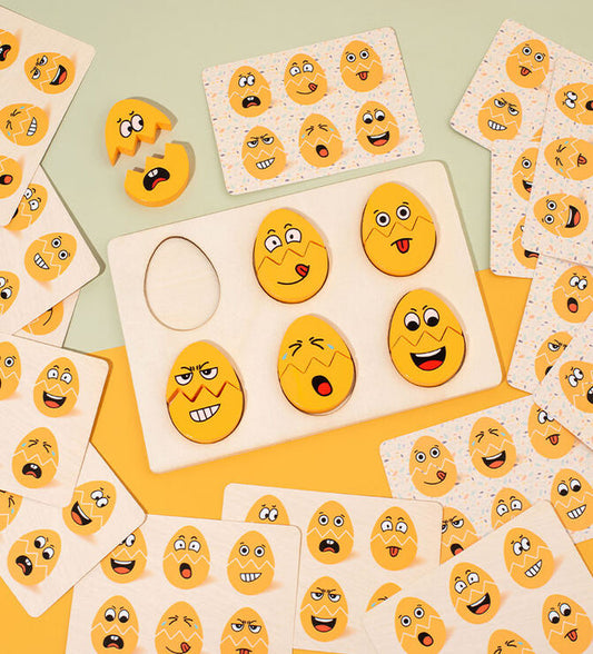 Wooden Egg Face Changing Puzzle - Educational