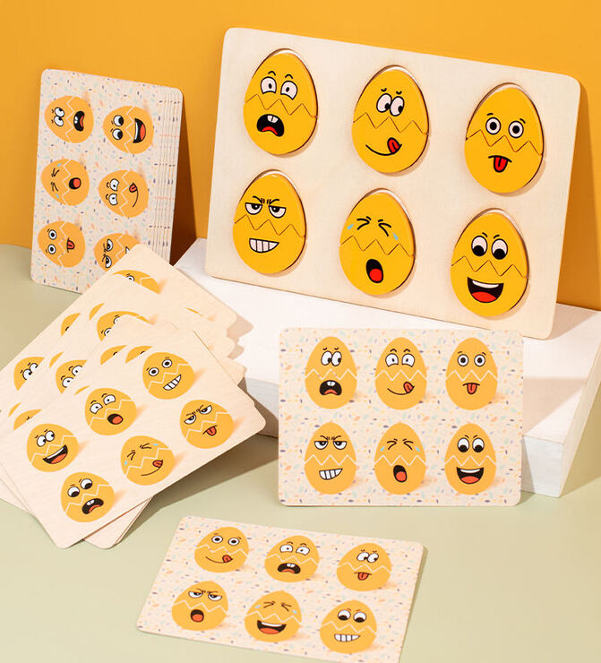 Wooden Egg Face Changing Puzzle - Educational