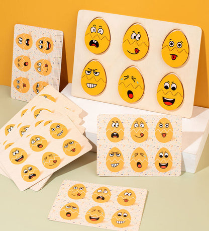 Wooden Egg Face Changing Puzzle - Educational