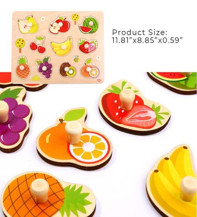 Wooden Fruits Puzzle Board - Educational