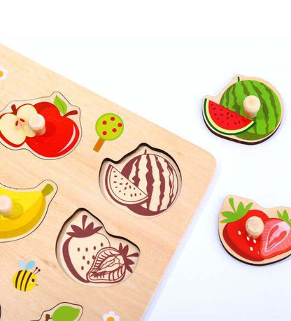 Wooden Fruits Puzzle Board - Educational