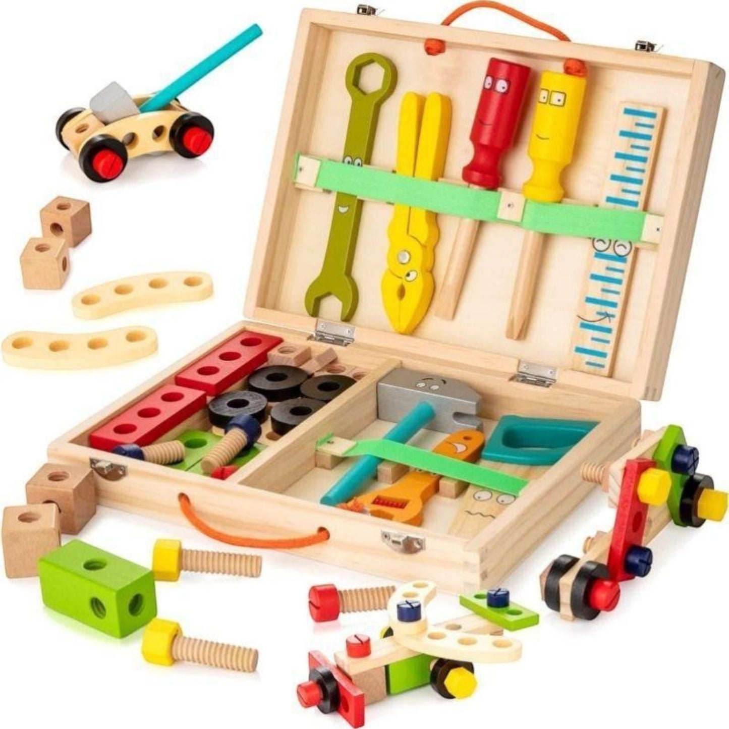 Wooden Kids Tool Kit Set with Carry Case