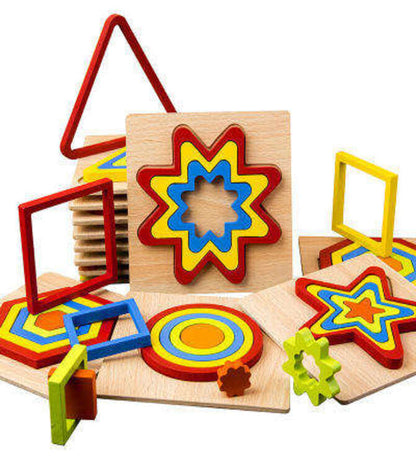 Wooden Geometry Shape Puzzle - Educational