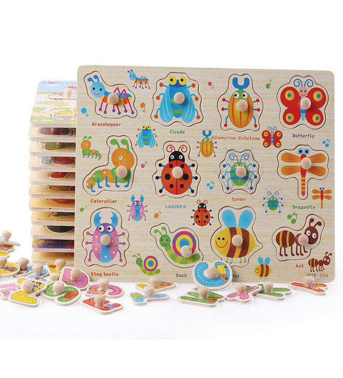 Wooden Insects Peg Puzzle - Educational