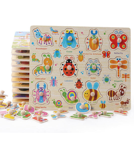 Wooden Insects Peg Puzzle - Educational