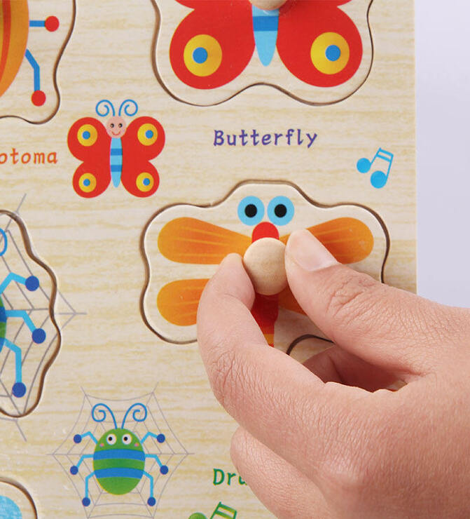 Wooden Insects Peg Puzzle - Educational