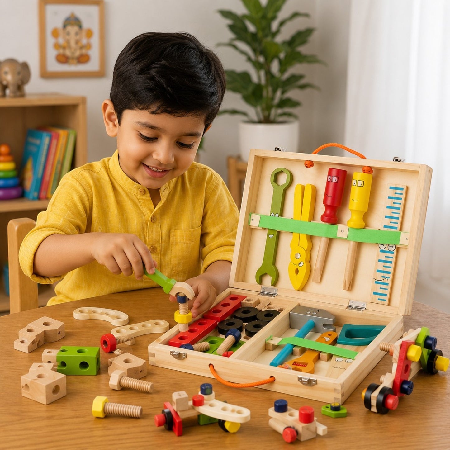 Wooden Kids Tool Kit Set with Carry Case