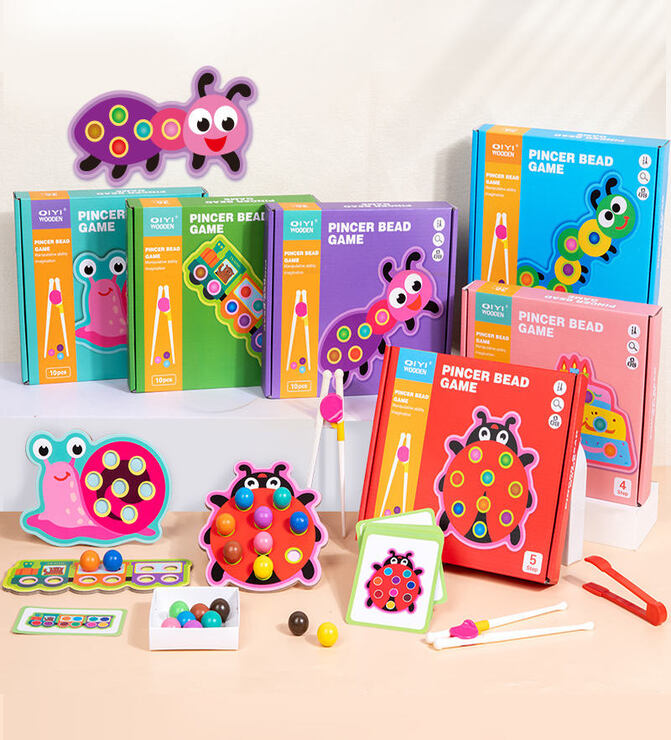 Wooden Pincer Bead Game - Educational