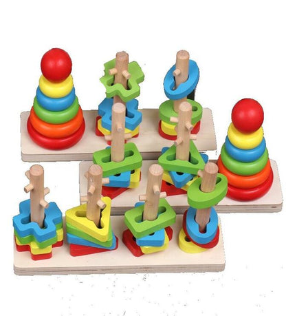 Wooden Rainbow Three Column Tower