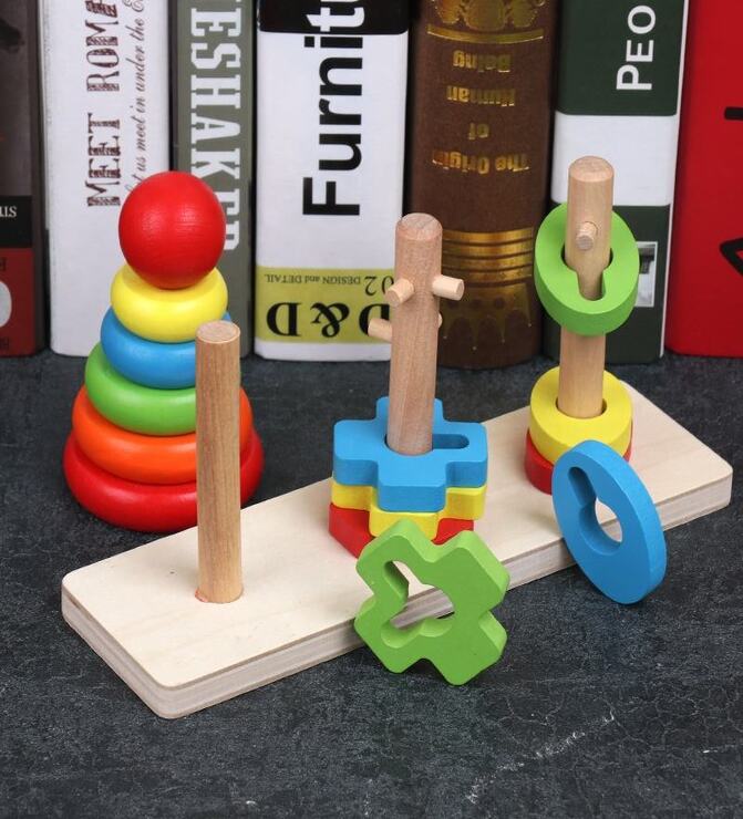 Wooden Rainbow Three Column Tower
