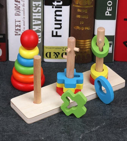 Wooden Rainbow Three Column Tower