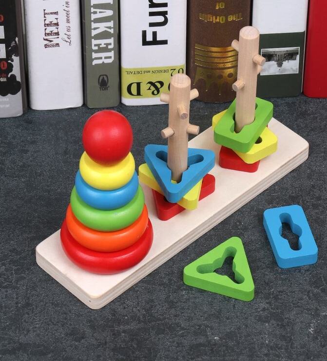 Wooden Rainbow Three Column Tower