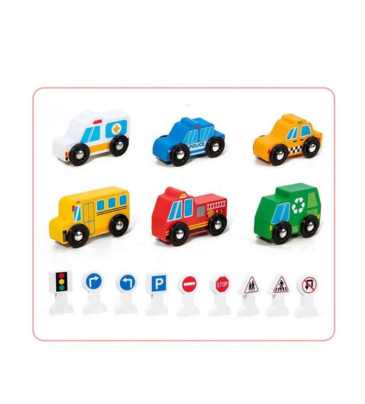 Wooden Car Set 6 Piece (Push and pull)