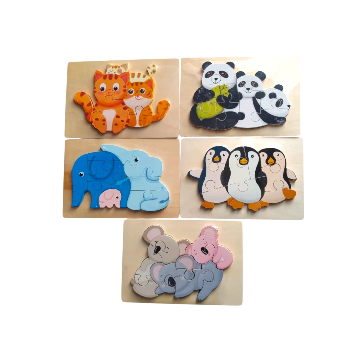 Wooden Animal Family Puzzle - Educational
