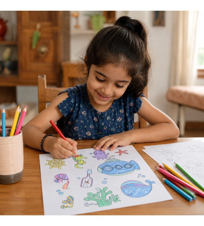 4 sheet Coloring Paper Kit ( Multiple Theme)