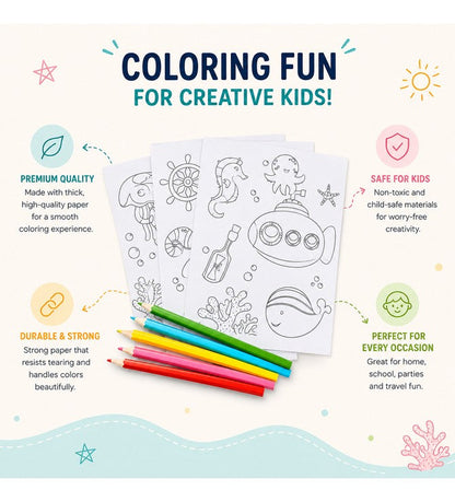 4 sheet Coloring Paper Kit ( Multiple Theme)